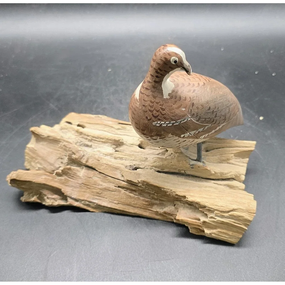 Vintage Hand Carved Wood Wooden Quail Partridge Figurine Sculpture 5.5